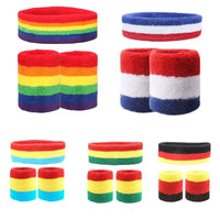 3Pcs Unisex Cotton Sweatbands Set - Wrist and Headband - Women/Men/Boys/Girls