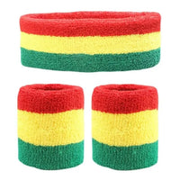 3Pcs Unisex Cotton Sweatbands Set - Wrist and Headband - Women/Men/Boys/Girls