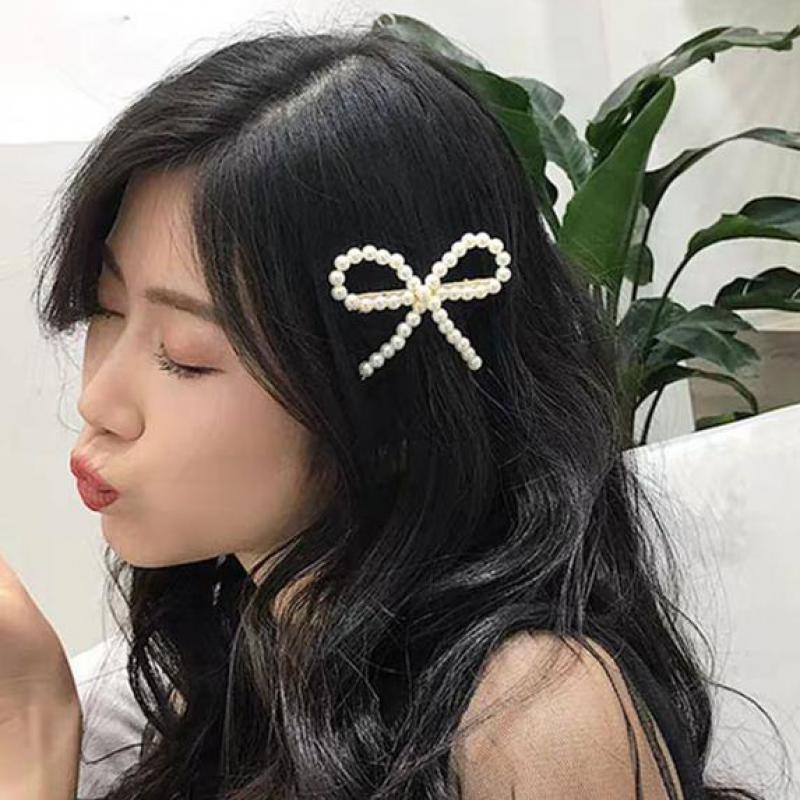 Pearl Bow/Clip Hair Accessory for Women and Girls