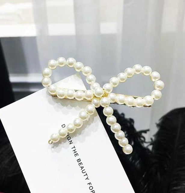 Pearl Bow/Clip Hair Accessory for Women and Girls