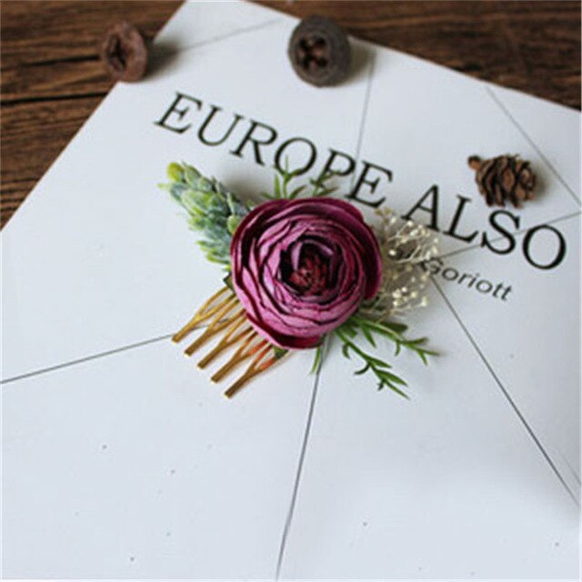 Handmade Rose Shaped Hair Combs for Women and Girls in 8 Delightful Colors