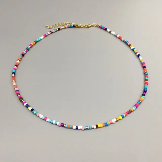 Beaded Choker Necklace in String Style for Women and Girls - Solid and Multi-Colors