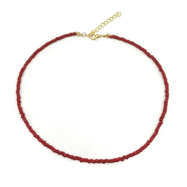 Beaded Choker Necklace in String Style for Women and Girls - Solid and Multi-Colors