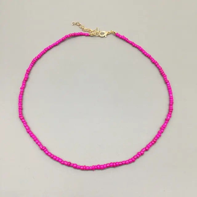 Beaded Choker Necklace in String Style for Women and Girls - Solid and Multi-Colors