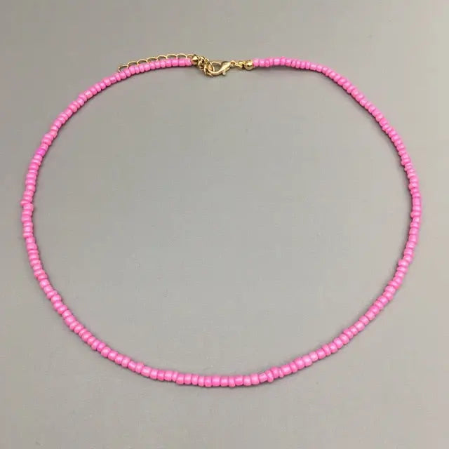 Beaded Choker Necklace in String Style for Women and Girls - Solid and Multi-Colors