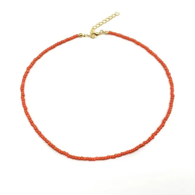 Beaded Choker Necklace in String Style for Women and Girls - Solid and Multi-Colors