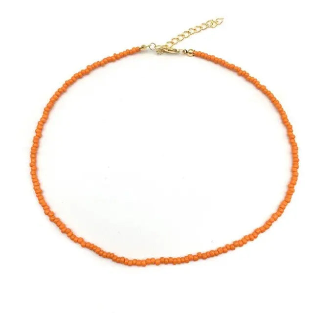 Beaded Choker Necklace in String Style for Women and Girls - Solid and Multi-Colors