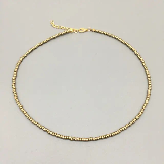 Beaded Choker Necklace in String Style for Women and Girls - Solid and Multi-Colors