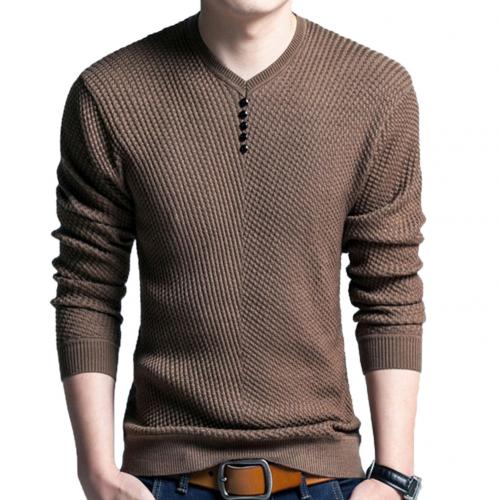 V-Neck Long Sleeve Tee for Men and Boys With Spandex in 4 Solid Colors