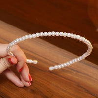 Elegant Beaded Simulated Pearl Hair Bands for Women and Girls in Black, White, Silver, Gold