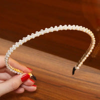 Elegant Beaded Simulated Pearl Hair Bands for Women and Girls in Black, White, Silver, Gold