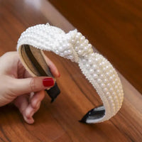 Elegant Beaded Simulated Pearl Hair Bands for Women and Girls in Black, White, Silver, Gold