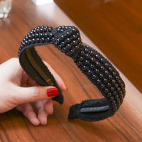 Elegant Beaded Simulated Pearl Hair Bands for Women and Girls in Black, White, Silver, Gold