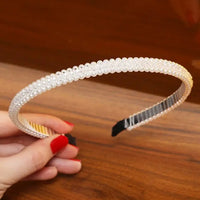 Elegant Beaded Simulated Pearl Hair Bands for Women and Girls in Black, White, Silver, Gold