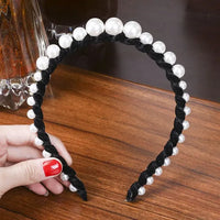 Elegant Beaded Simulated Pearl Hair Bands for Women and Girls in Black, White, Silver, Gold