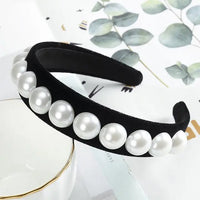Elegant Beaded Simulated Pearl Hair Bands for Women and Girls in Black, White, Silver, Gold