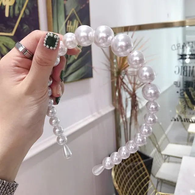 Elegant Beaded Simulated Pearl Hair Bands for Women and Girls in Black, White, Silver, Gold