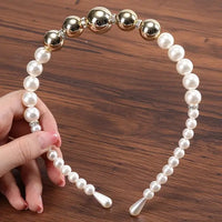 Elegant Beaded Simulated Pearl Hair Bands for Women and Girls in Black, White, Silver, Gold