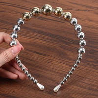 Elegant Beaded Simulated Pearl Hair Bands for Women and Girls in Black, White, Silver, Gold