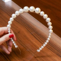 Elegant Beaded Simulated Pearl Hair Bands for Women and Girls in Black, White, Silver, Gold