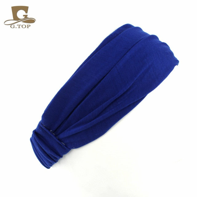 2 in 1 Cotton and Spandex Head Band/Wrap in Bold Colors for Women and Girls