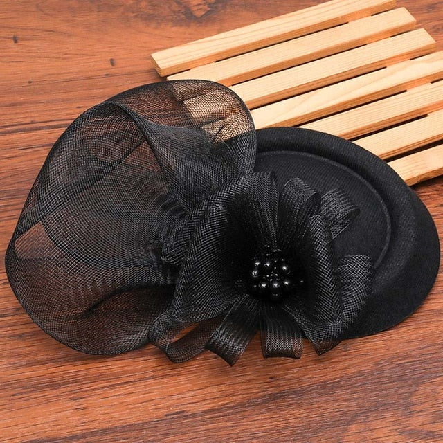 Chic Fascinator Hat for Women and Girls - Black, White and Red
