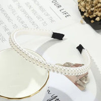 Elegant Beaded Simulated Pearl Hair Bands for Women and Girls in Black, White, Silver, Gold