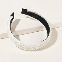 Elegant Beaded Simulated Pearl Hair Bands for Women and Girls in Black, White, Silver, Gold