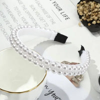 Elegant Beaded Simulated Pearl Hair Bands for Women and Girls in Black, White, Silver, Gold