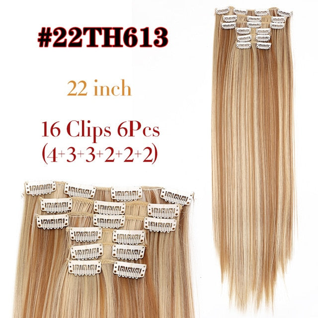 Long Straight Clip-in Synthetic Hair Extensions for Women and Girls