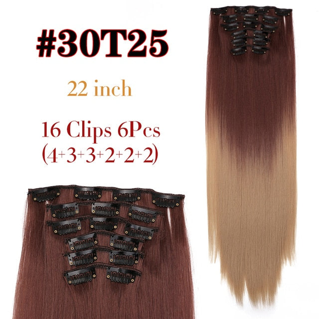 Long Straight Clip-in Synthetic Hair Extensions for Women and Girls