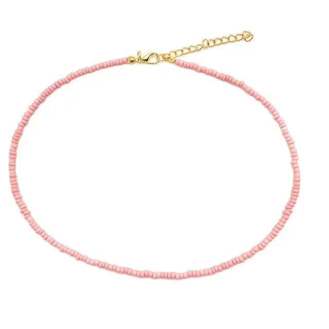 Beaded Choker Necklace in String Style for Women and Girls - Solid and Multi-Colors