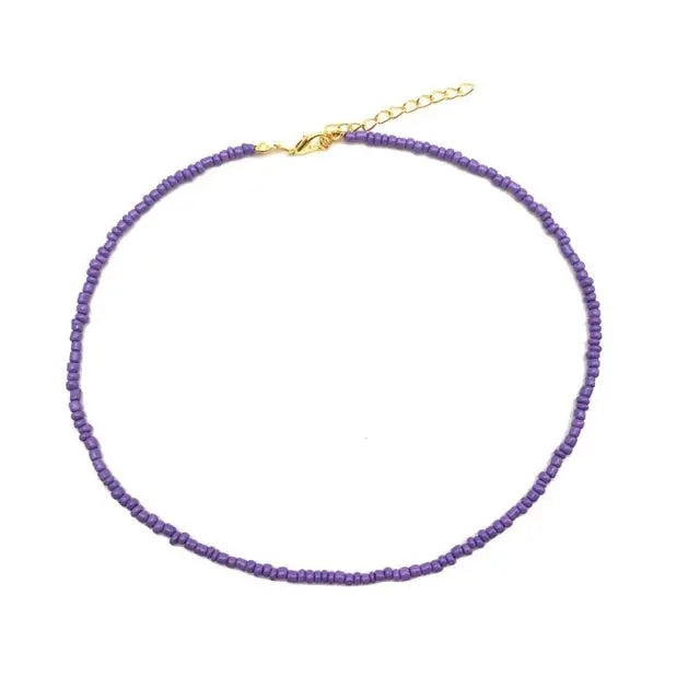 Beaded Choker Necklace in String Style for Women and Girls - Solid and Multi-Colors