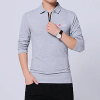 Zip Collar Long Sleeve Casual Tee for Men and Boys, Soft Stretch, Slim Fit, in Plus Sizes