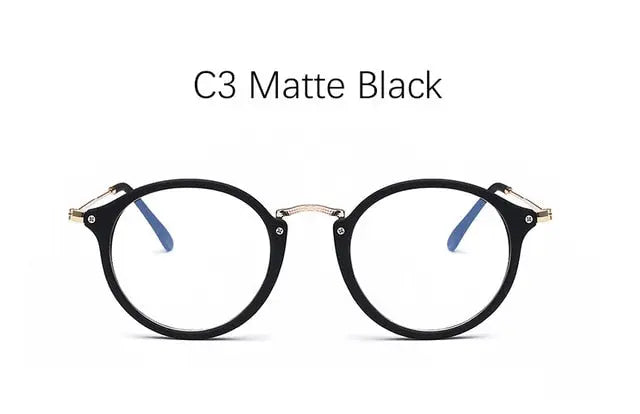 Computer glasses for Women, Blue Light, Round Frames and Transparent for Tired Eyes