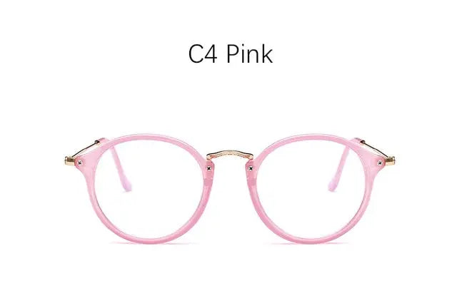 Computer glasses for Women, Blue Light, Round Frames and Transparent for Tired Eyes