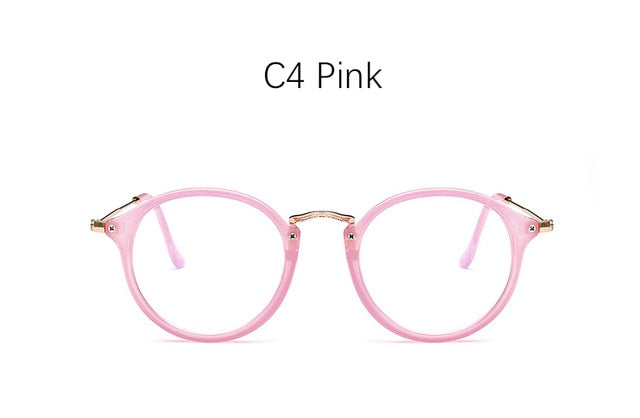Computer glasses for Women, Blue Light, Round Frames and Transparent for Tired Eyes