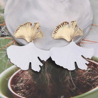 Ginkgo Biloba Leaf Drop Earrings for Women & Girls, Gold Plated in Green, Red, Yellow, White, Gold, Silver and Black