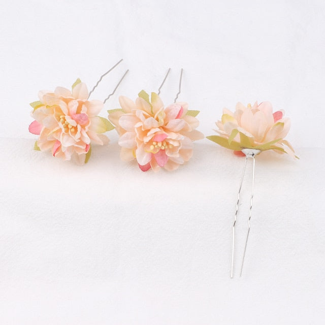 Flower Hair Pins for Women and Girls in Gorgeous Colors - 3 Piece Set