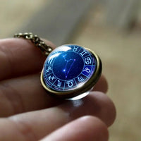 Zodiac Double Sided Glass Pendant Necklace for Men and Women