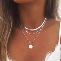 Elegant and Simple Multi-Layer Necklaces in Silver and Gold for Women and Girls