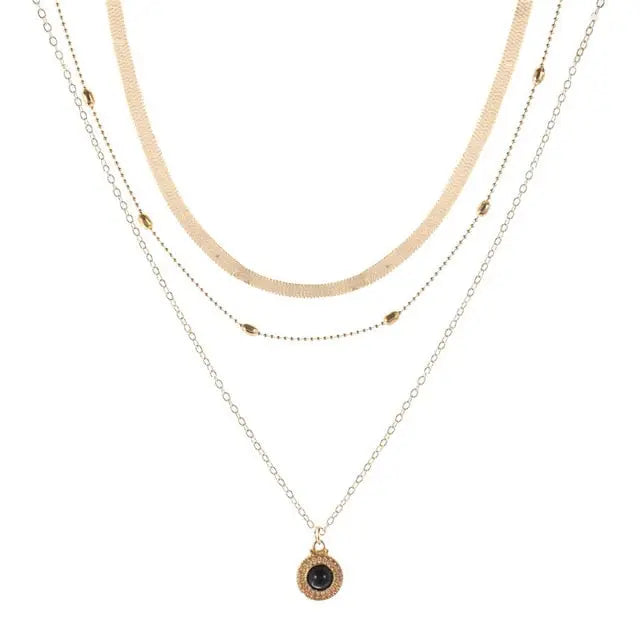 Elegant and Simple Multi-Layer Necklaces in Silver and Gold for Women and Girls