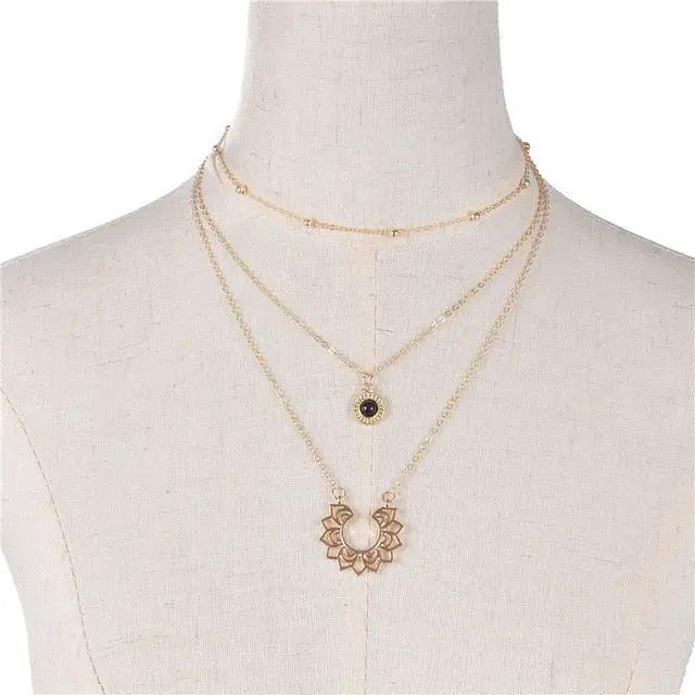 Elegant and Simple Multi-Layer Necklaces in Silver and Gold for Women and Girls