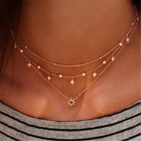 Elegant and Simple Multi-Layer Necklaces in Silver and Gold for Women and Girls