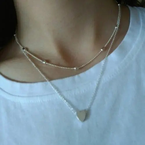 Elegant and Simple Multi-Layer Necklaces in Silver and Gold for Women and Girls