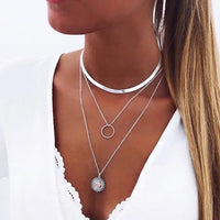 Elegant and Simple Multi-Layer Necklaces in Silver and Gold for Women and Girls