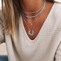 Elegant and Simple Multi-Layer Necklaces in Silver and Gold for Women and Girls