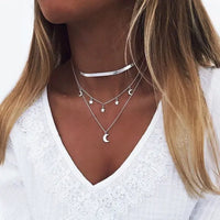 Elegant and Simple Multi-Layer Necklaces in Silver and Gold for Women and Girls
