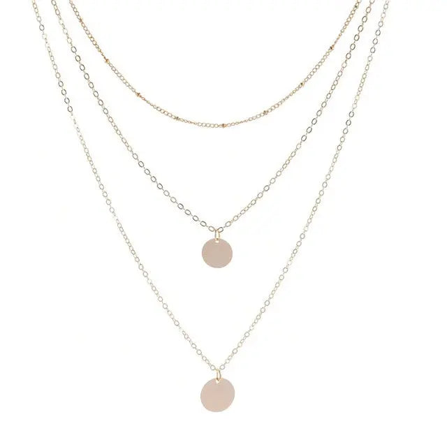 Elegant and Simple Multi-Layer Necklaces in Silver and Gold for Women and Girls
