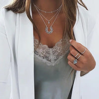 Elegant and Simple Multi-Layer Necklaces in Silver and Gold for Women and Girls